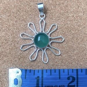 Green onyx Sterling charm